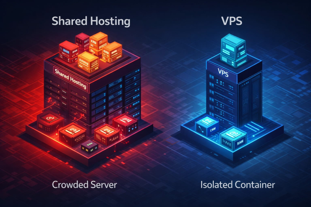 Side-by-side comparison of Shared Hosting vs VPS Что определяет TTFB вашего сайта